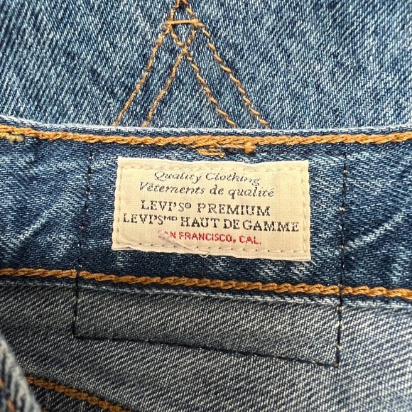 Levi's Pleated Ribcage Denim Shorts Ultra High Rise Waisted Preppy Now And Then - Picture 8 of 15